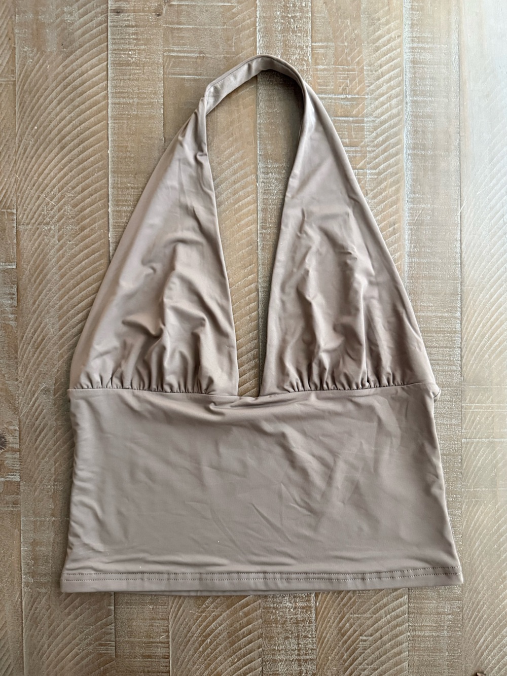 White Fox Boutique Beige Halter Crop Top